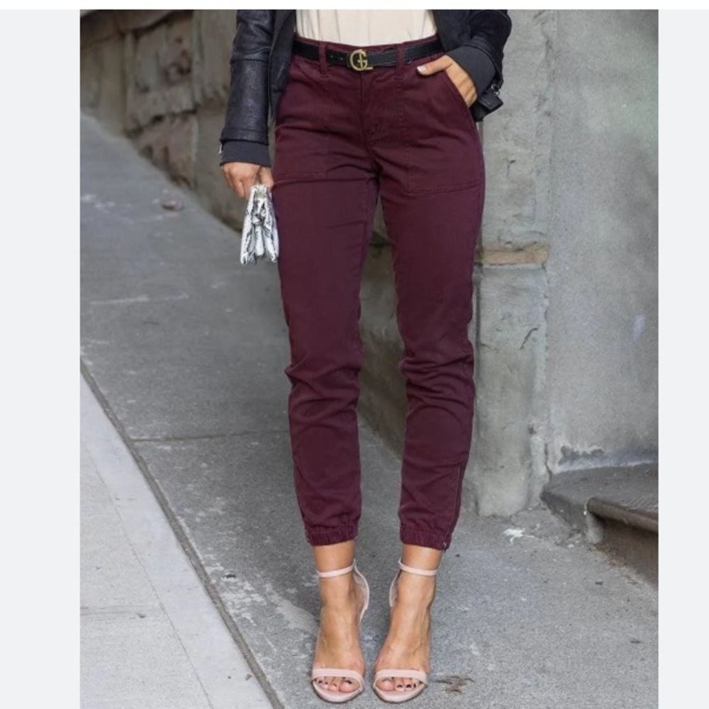 G&L Sz 4 Sueded Twill Joggers Wine - NWOT